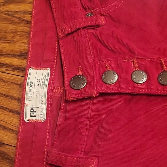Free People.Red Corduroy Pants sz 27 - Picture 2 of 5